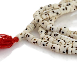 Buddhist Mala Beads - Double Wrapping Hand Carved Skull-shaped  Beads