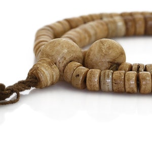 Tibetan Mala Beads - High Quality Antiqued Bone & Conch Shell