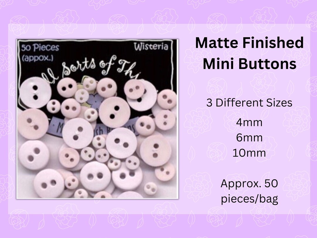 Mini Buttons, 50 Pieces, Purple Buttons, Pink Buttons, Micro Buttons ...