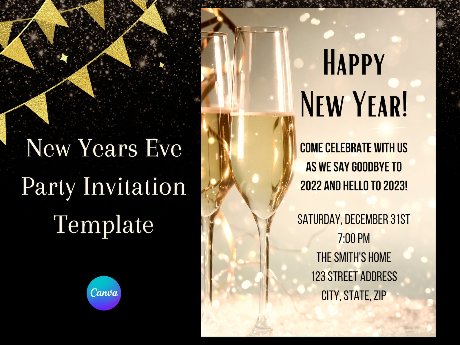 New Years Eve Invitation Template, 2023 Party Invitation Template, New New Years Eve Invitation Template, 2023 Party Invitation Template, New
