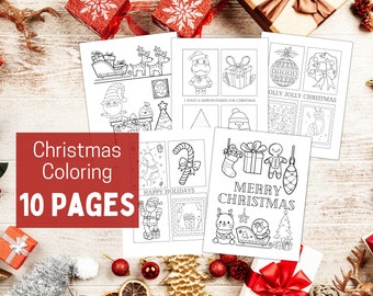 Christmas Coloring Sheets, Printable Stocking Stuffers, Kids Holiday Coloring Pages, Santa, Snowman, Xmas Coloring Pages