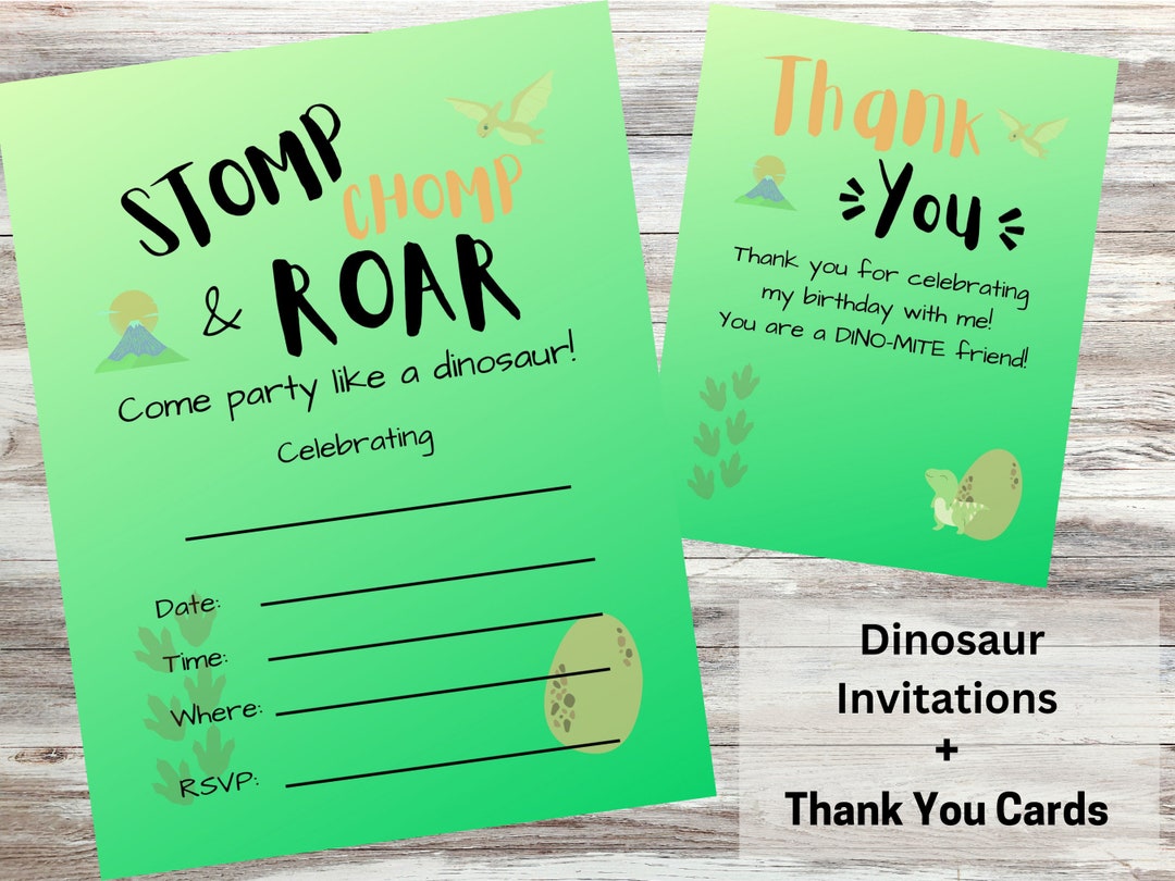 Dinosaur Invite Dinosaur Invitation Digital Dinosaur Party Etsy