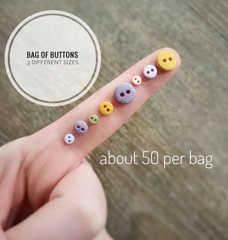 Blue Mini Buttons, 50 Pieces, Micro Buttons, 4mm, 6mm, 10mm, Crafting ...