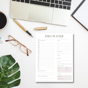 Daily Printable Planner, Instant Digital Download, Minimal Lifestyle Planner, Daily To Do List