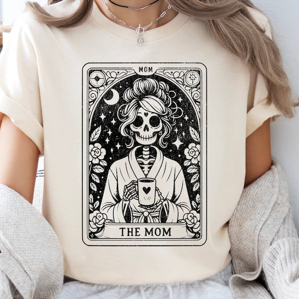 Skeleton Mom Tarot Card T-Shirt: Witchy Celestial Mama Tee