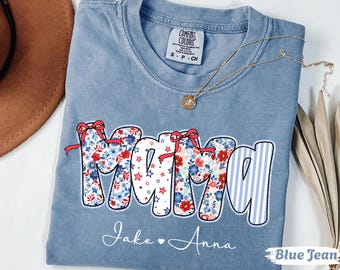 Personalized 4th of July Mama Comfort Colors Shirt