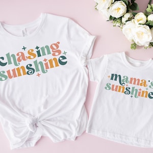 Chasing Sunshine Shirt, Mamas Sunshine Matching Tees, Retro Matching Mommy and Me - Mama and Mini Shirts, Hippie Vibes Shirt,Mothers Day Tee