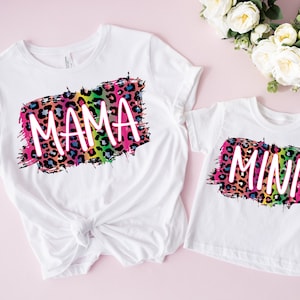 Leopard Rainbow Mama Shirt, Leopard Rainbow Mini Shirt, Mama Mini Matching Shirt, Blessed Mama Shirt, Mom Life Shirt, Mama Mini Outfit