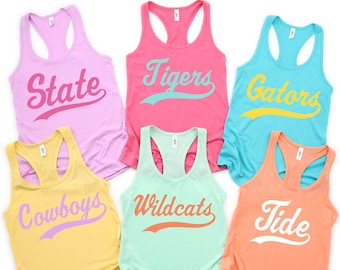 Custom Mascot Racerback, Personalized Team Tank Top, Favorite Team Tank Top, School Spirit Racerback, Football Team Shirt, Baseball Tank Top