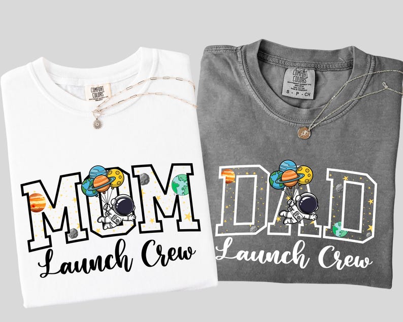 Camisetas Comfort Colors para el primer cumpleaños de la familia espacial, camiseta Mama Dada Launch Crew, atuendo para fiesta de cumpleaños de astronauta, camiseta de la familia espacial, imagen 4