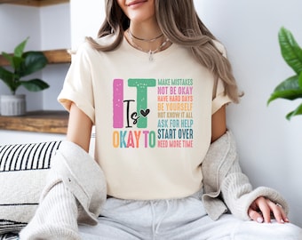 "It's Okay To Make Mistakes" Shirt - Mental Health Awareness Tee, Special Education Teacher Gift, Women's Tops