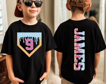 Personalized Baseball Drip Shirt: Boy's Birthday Team Tee