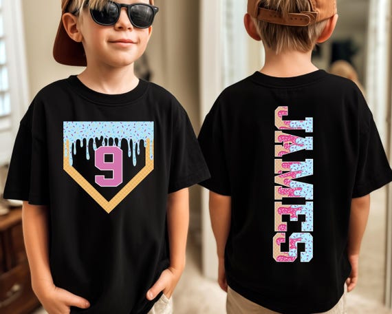 Personalized Baseball Drip Shirt: Boy's Birthday Team Tee