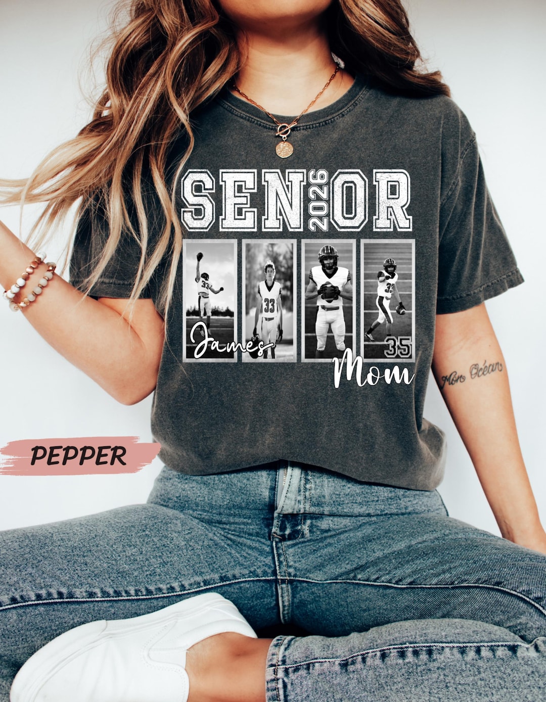 Custom 2026 Senior Football Mom Shirt, Custom Football Player Photos Shirt, Football Mama