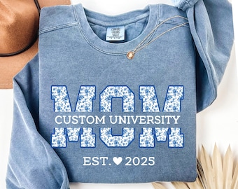Custom University Mom Est Year Sweatshirt, Mom University Sweat,Personalized Toilet College Sweat, Proud Mom Graduate,Matching Family Senior