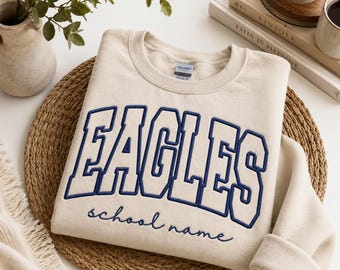 Sudadera personalizada con bordado del espíritu escolar, sudadera personalizada con mascota, sudadera con el nombre de la escuela.