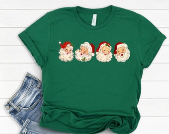 Retro Cheerful Santa Tshirt, Santa Merry Christmas Shirt, Vintage Santa Claus Graphic Tee, Xmas Women Men Gift, Classic Christmas Sweatshirt