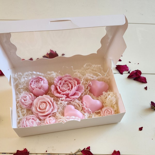 Flower Soap box Rose Soap Peony Handmade soap Shea butter Soap Rose Bath Products Soap for Mom Gift Valentines Day  Gift Easter Gift Soap