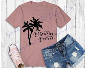 Adventure Awaits SVG; PNG; Cut File; Palm Trees; Vacation