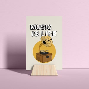 Music Is Life Retro Wall Art, Retro Quote Wall Print, Digital Download Print, Retro Large Printable Art, Digital Print