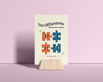 Opposites Attract Puzzle Retro Character Wall Art, Retro Quote Wall Print, Digital Download Print, Retro Large Printable Art, Digital Print