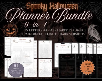 Spooky Halloween Planner Bundle – 6-in-1 PDF Set | Daily, Weekly, Monthly, Habit, To-Do + Goal | Printable + iPad Digital | GoodNotes Tablet