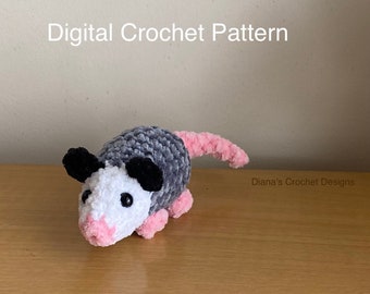Modello di opossum all'uncinetto / Modello digitale di opossum Amigurumi all'uncinetto