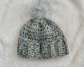 Frosty Crochet Pom-pom Hat