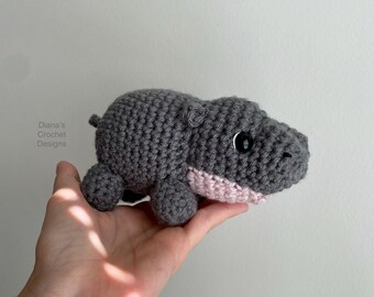 Crochet Baby Pygmy Hippo Plush Amigurumi/ Crochet Hippo Amigurumi / Crochet Moo Deng Plush