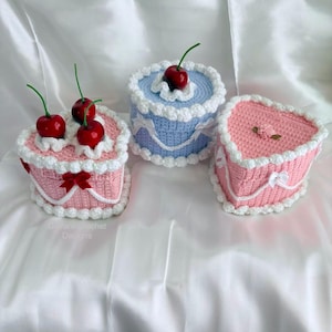 Crochet Cake Box | Crochet Fake Cake Heart Jewelry Box | Vintage Retro Heart Cake Box | Valentine’s Day Gifts for Her