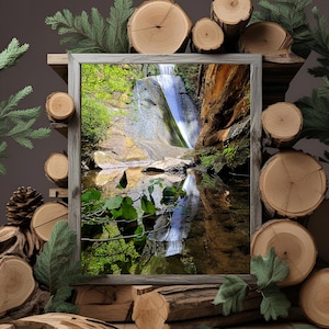 Waterfall Canvas Wall Art | Natural Landscape Photography | Reflections Wall Décor | Ready-to-hang