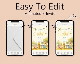 Winnie the Pooh Animated Video Invitation: Editable Kids Party Template