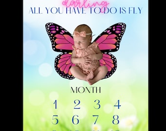Butterfly Baby Milestone Blanket, Baby Monthly Milestone, Baby Girl Milestone Blanket, It's A Girl, Garden Baby Shower, Baby Gift Basket