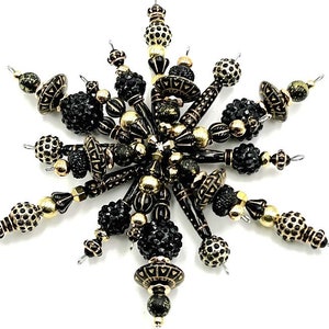 Snowflake Ornament set of 3-Black Gold #3