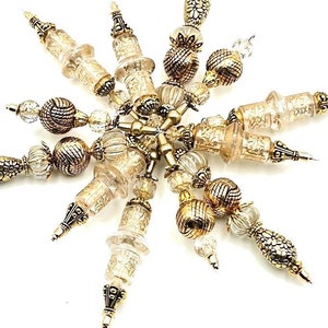 Luxe Snowflake ornament set of 2-Vintage Clear Gold