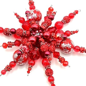 Snowflake ornament set of 3-Red Red Sparkle