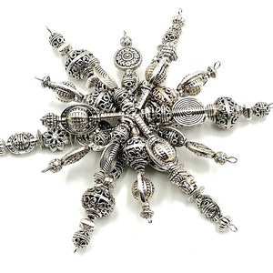 Snowflake Ornament set of 3-Silver Engraved Metal #1