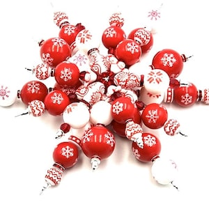 Snowflake ornament set of 3-Red White Scanda Snowflake