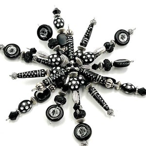 Snowflake Ornament set of 3-Black Silver #3