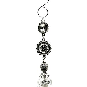Tre Bijoux Ornament (tree jewelry) set of 2-silver metal and beads #TCH84