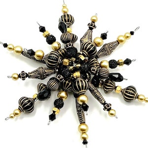 Snowflake Ornament set of 3-Black Gold #2