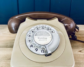 Retro Rotary phone, khaki retro phone