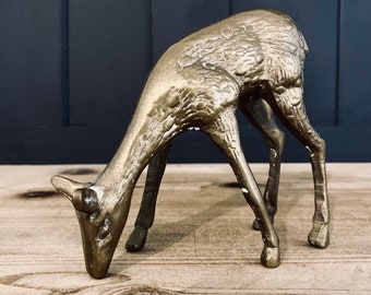 Brass deer, vintage brass doe