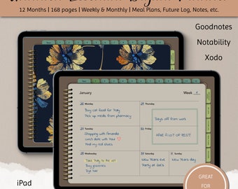 Minimalist Undated Digital Planner | Weekly, Monthly (PDF)