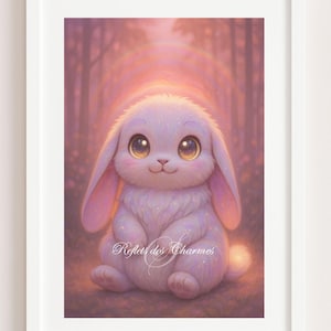 Póster imprimible de Conejo Hada | Arte digital mágico Miralune A4 | Póster de Conejo Espíritu | Ilustración infantil de fantasía (PDF A4)