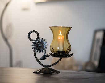 Wrought iron candlestick – Vintage handcrafted piece