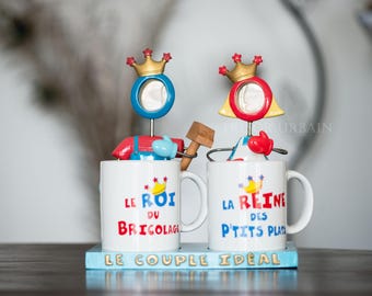 Vintage Couple Gift – Illustrated Ceramic Mugs – Domestic Humor – The Ideal Couple – 80s Kitsch