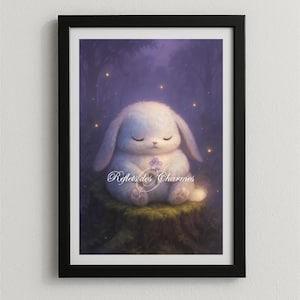 Póster de Hada Néboulou para imprimir • Criatura mágica de la niebla matutina • Arte mural dulce y poético PDF A4