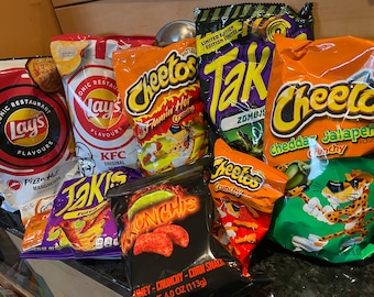 Crisp Lovers Mystery Box International Crisp Bundle Lays, Takis, Kronchis, Cheetos, Fritos