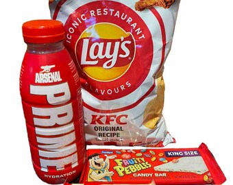 Arsenal Prime Red & White Snack Bundle KFC Crisps, Chocolate